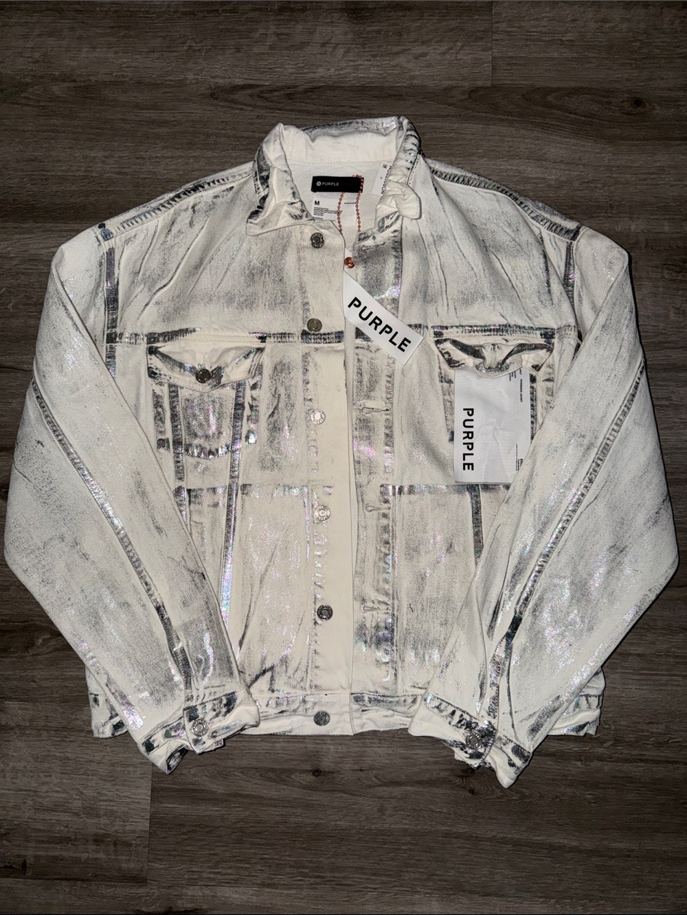 🇺🇸FIRM PRICE🇺🇸Purple Brand P027 X Ray Iridescent Wave Foil Oversized Jacket